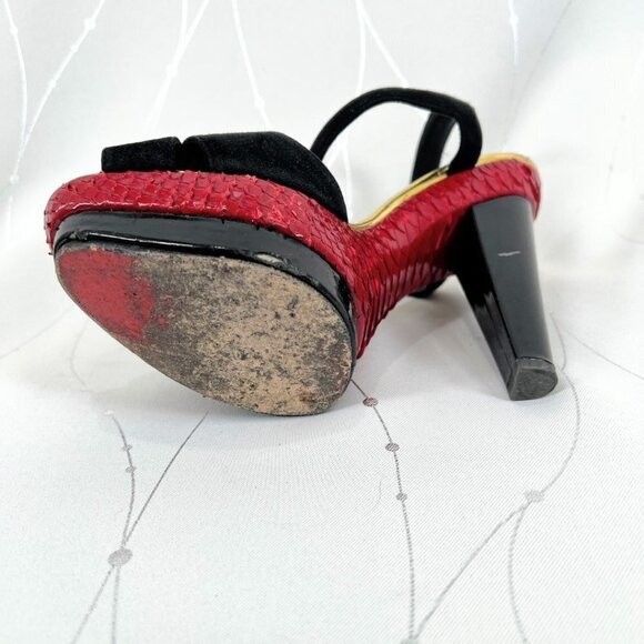 Christian Louboutin Black Red Suede Python Leather Falaise Platform Heels $945 - Picture 14 of 14